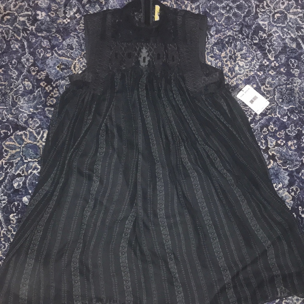 NWT Free People navy beaded lace dress